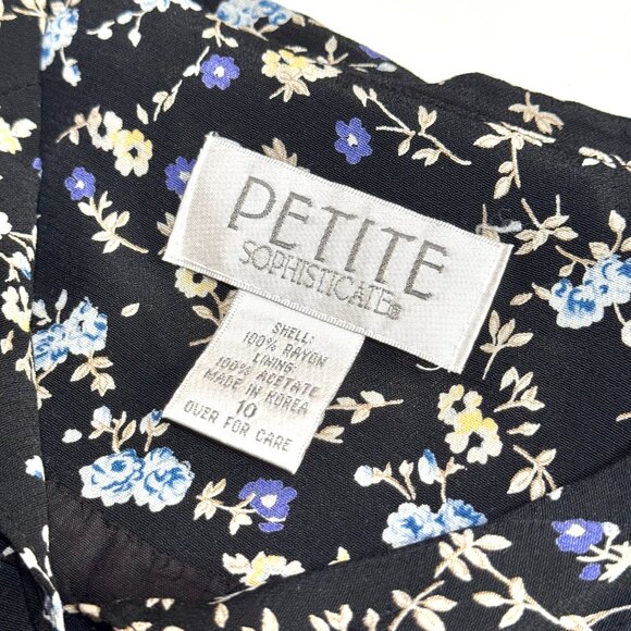 Vtg 90s Petite Sophisticate Button Front Rayon Dress Micro Floral Grunge - Picture 7 of 14